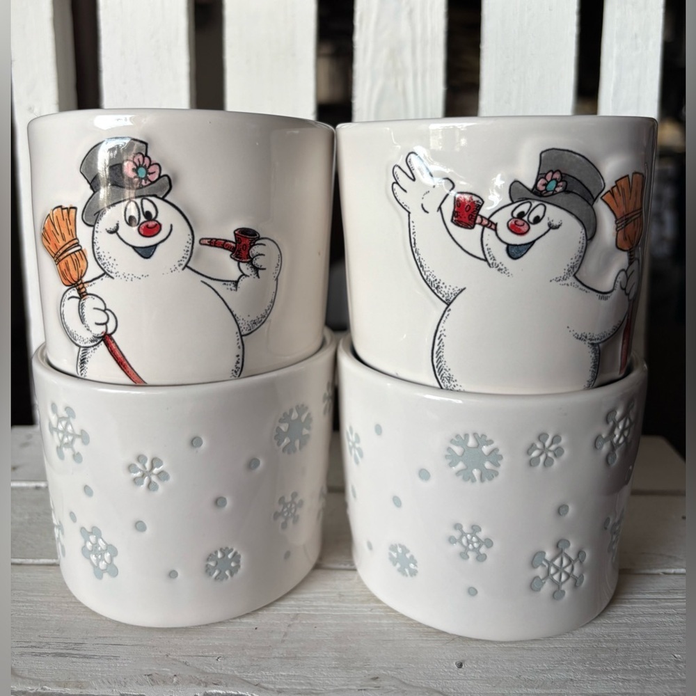 Rae Dunn/Disney Snowman Themed Ceramic Mugs - Set of 4
